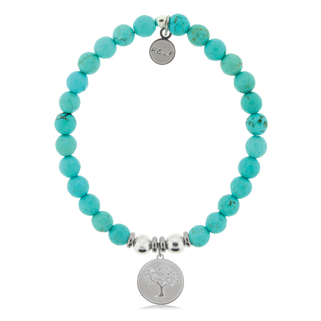 HELP by TJ Tree of Life Charm with Tropic Blue Agate Charity Bracelet