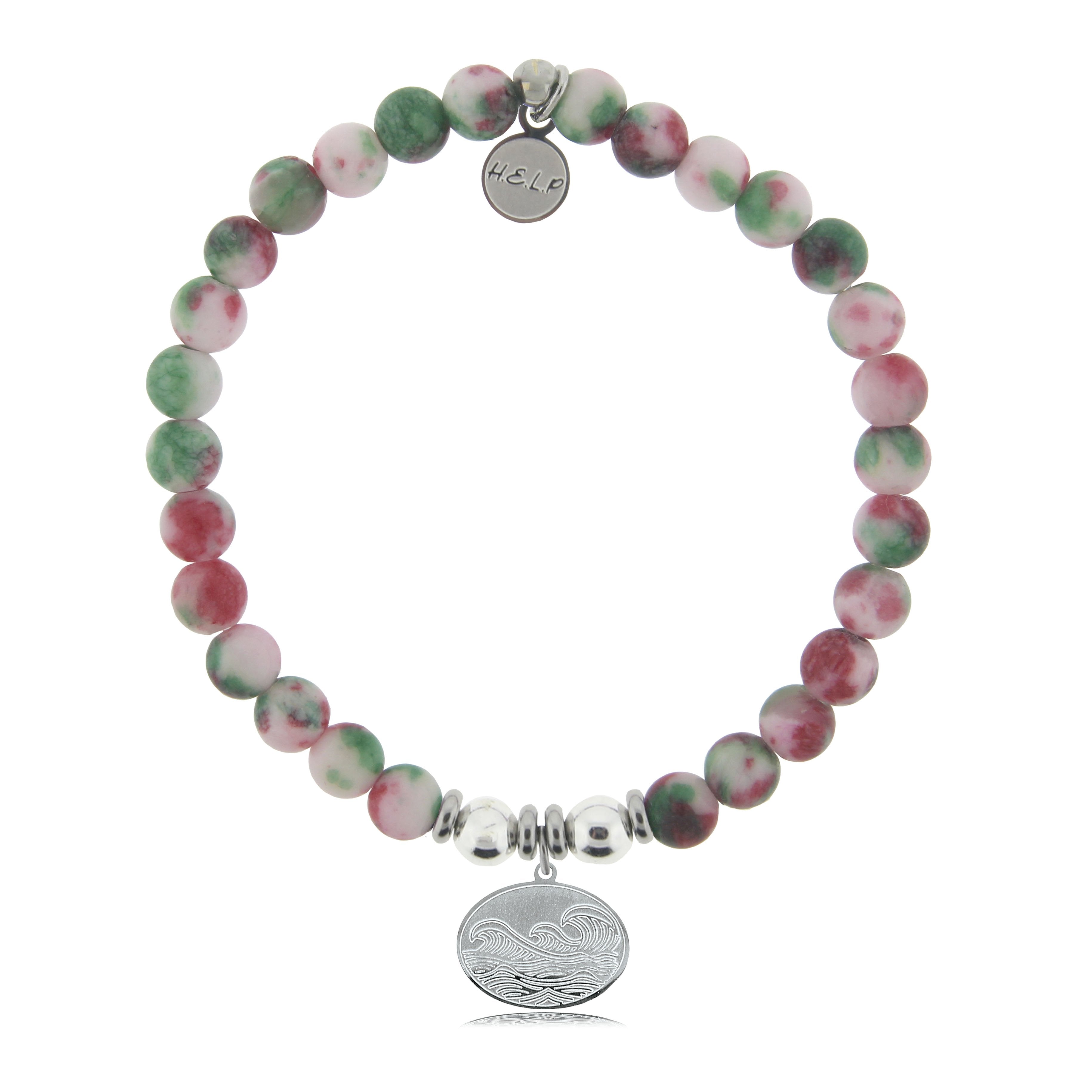 HELP by TJ Wave Charm with Holiday Jade Beads Charity Bracelet