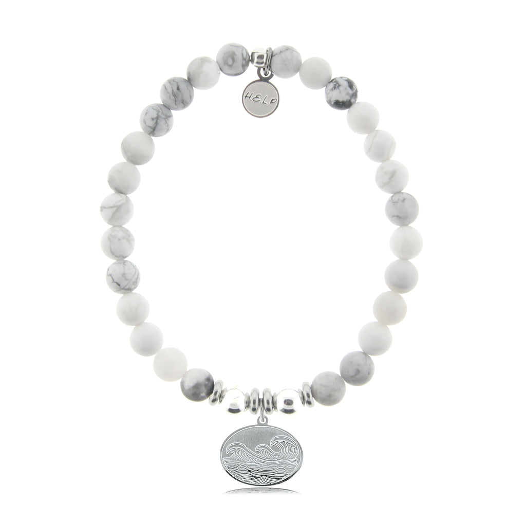 HELP by TJ Wave Charm with Howlite Beads Charity Bracelet