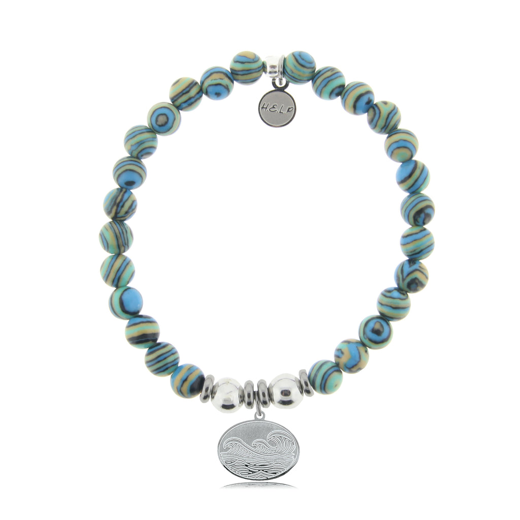 HELP by TJ Wave Charm with Malachite Beads Charity Bracelet