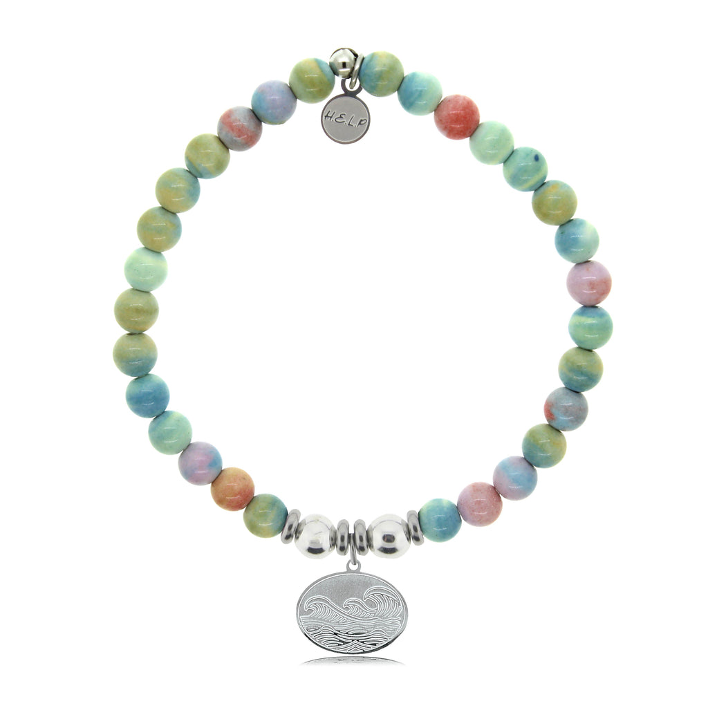HELP by TJ Wave Charm with Pastel Jade Beads Charity Bracelet
