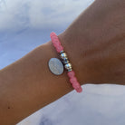 HELP by TJ Wave Charm with Pink Agate Beads Charity Bracelet