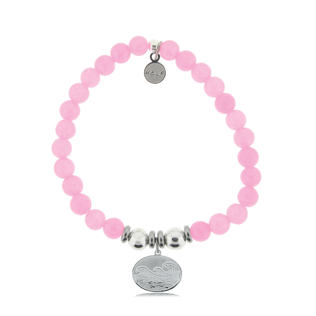 HELP by TJ Wave Charm with Pink Agate Beads Charity Bracelet