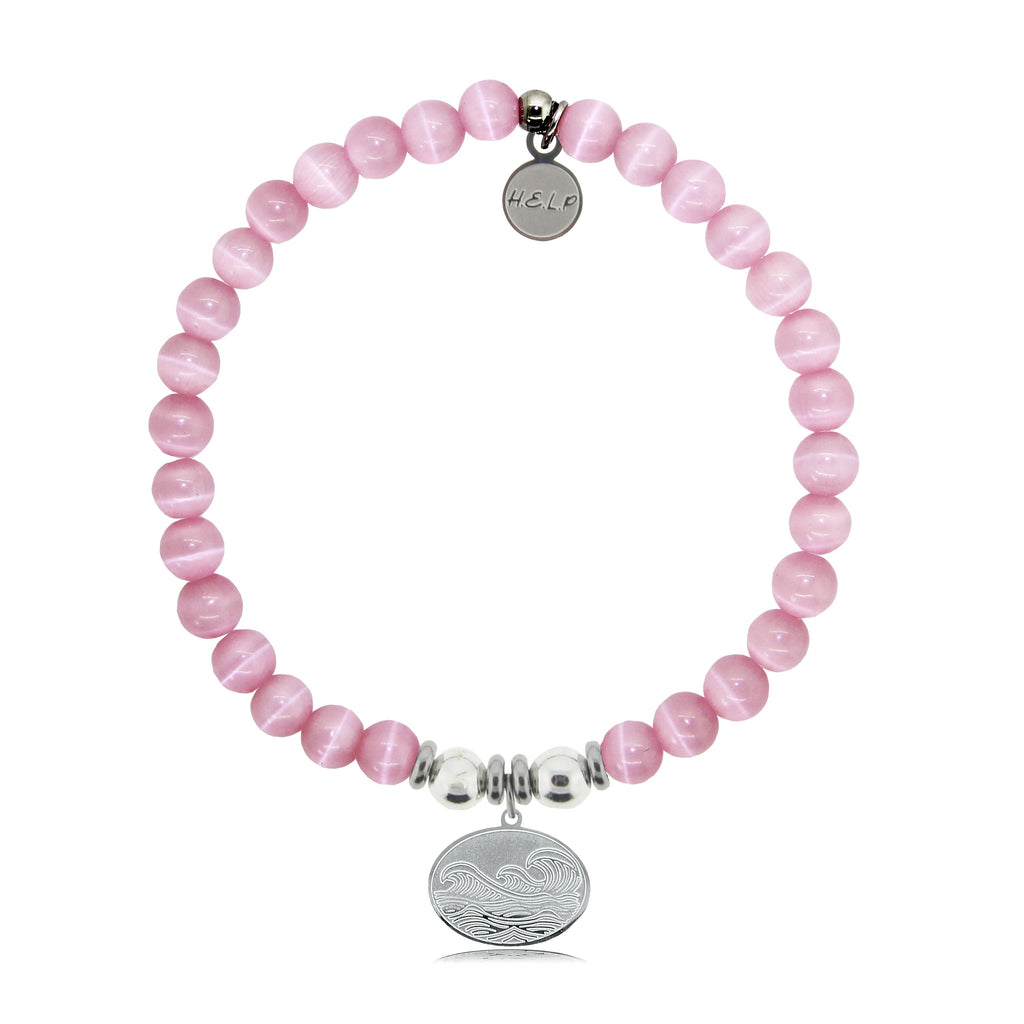 HELP by TJ Wave Charm with Pink Cats Eye Charity Bracelet