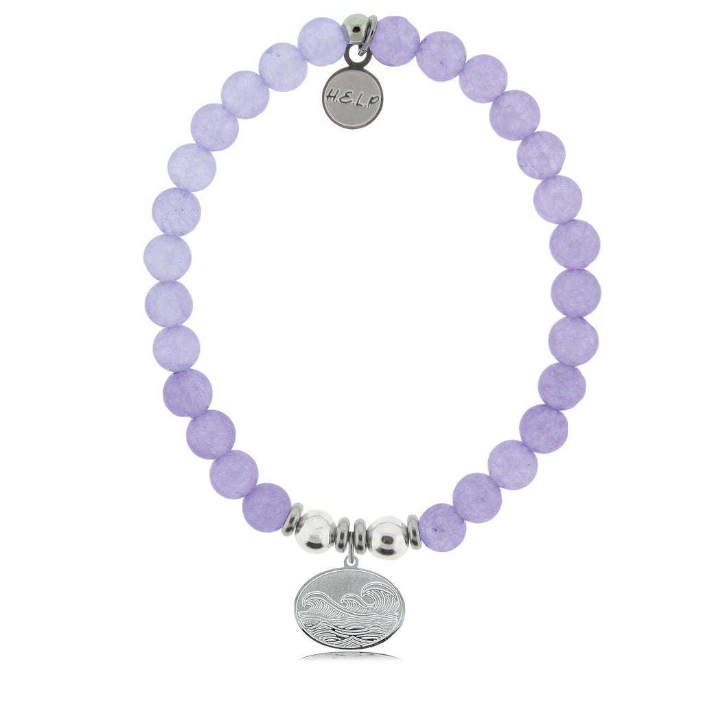 HELP by TJ Wave Charm with Purple Jade Beads Charity Bracelet