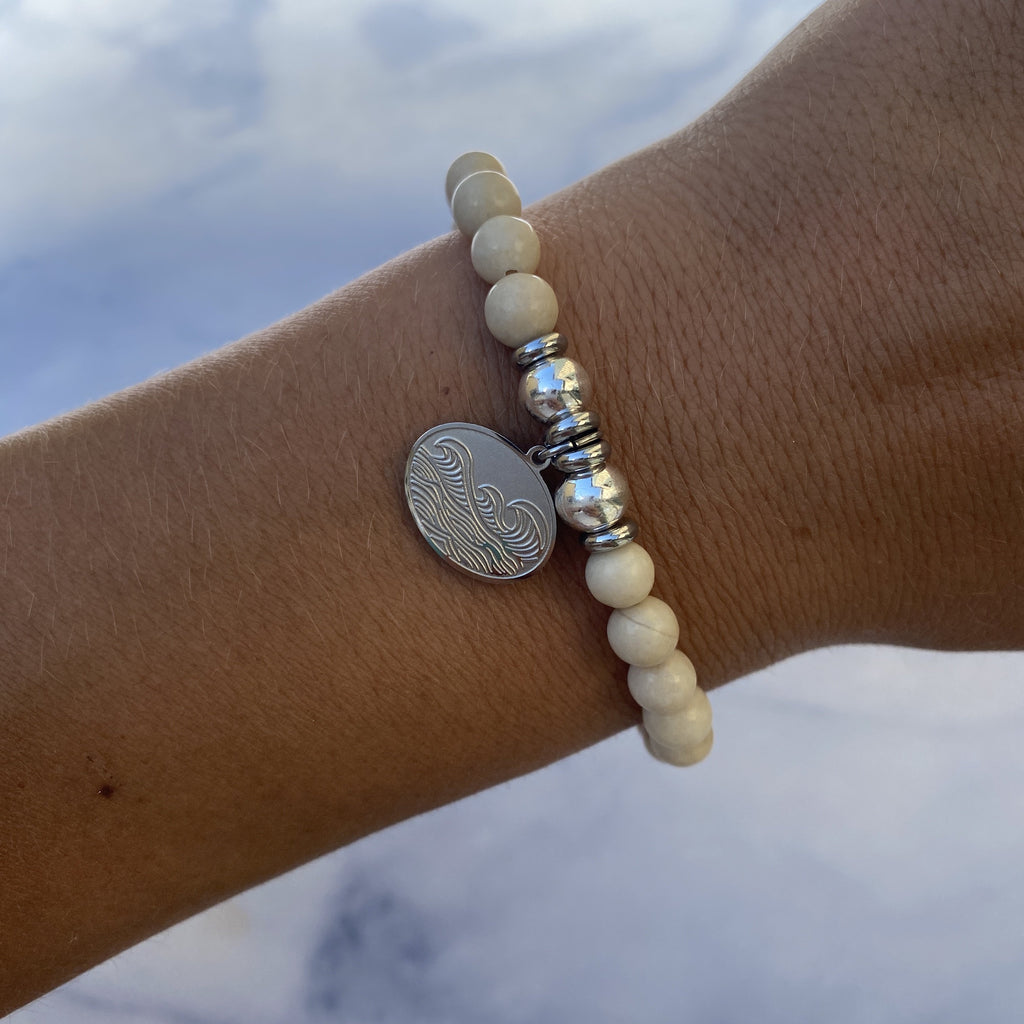 HELP by TJ Wave Charm with Riverstone Beads Charity Bracelet
