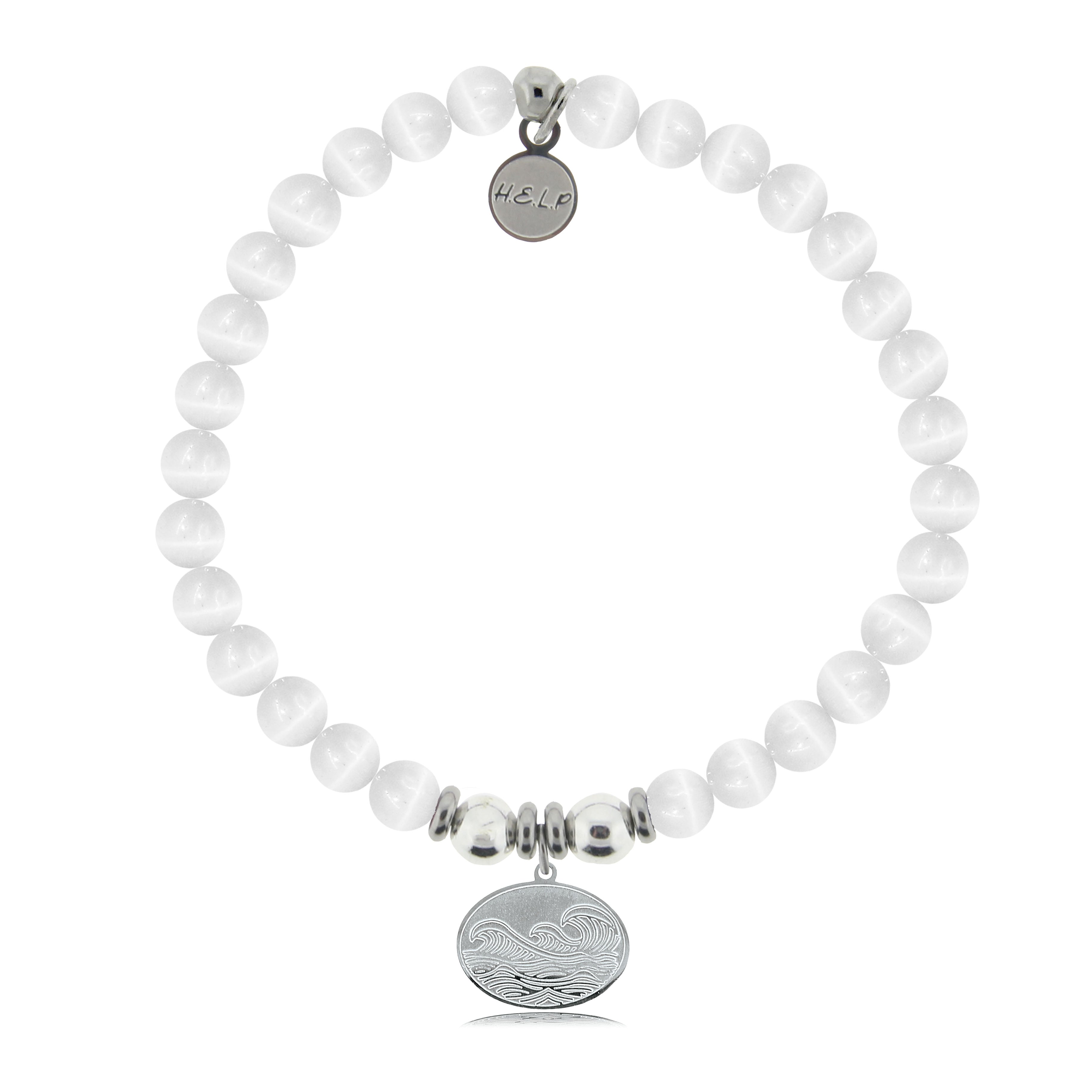 HELP by TJ Wave Charm with White Cats Eye Charity Bracelet