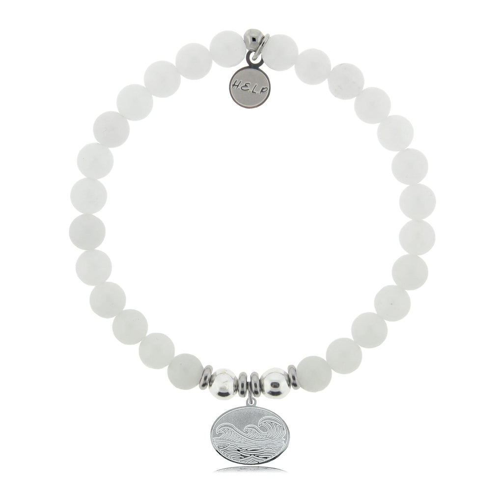 HELP by TJ Wave Charm with White Jade Beads Charity Bracelet