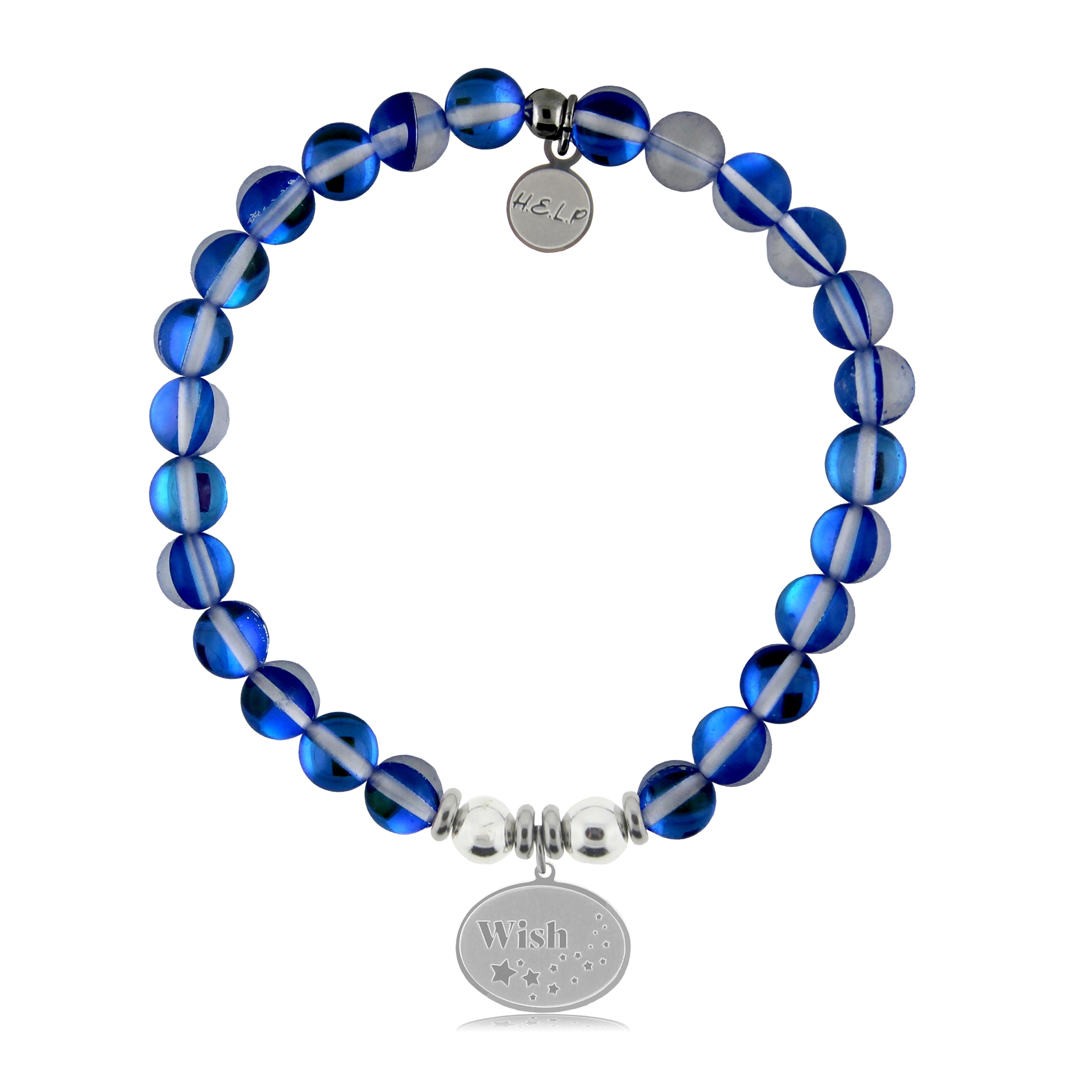 HELP by TJ Wish Charm with Blue Opalescent Charity Bracelet