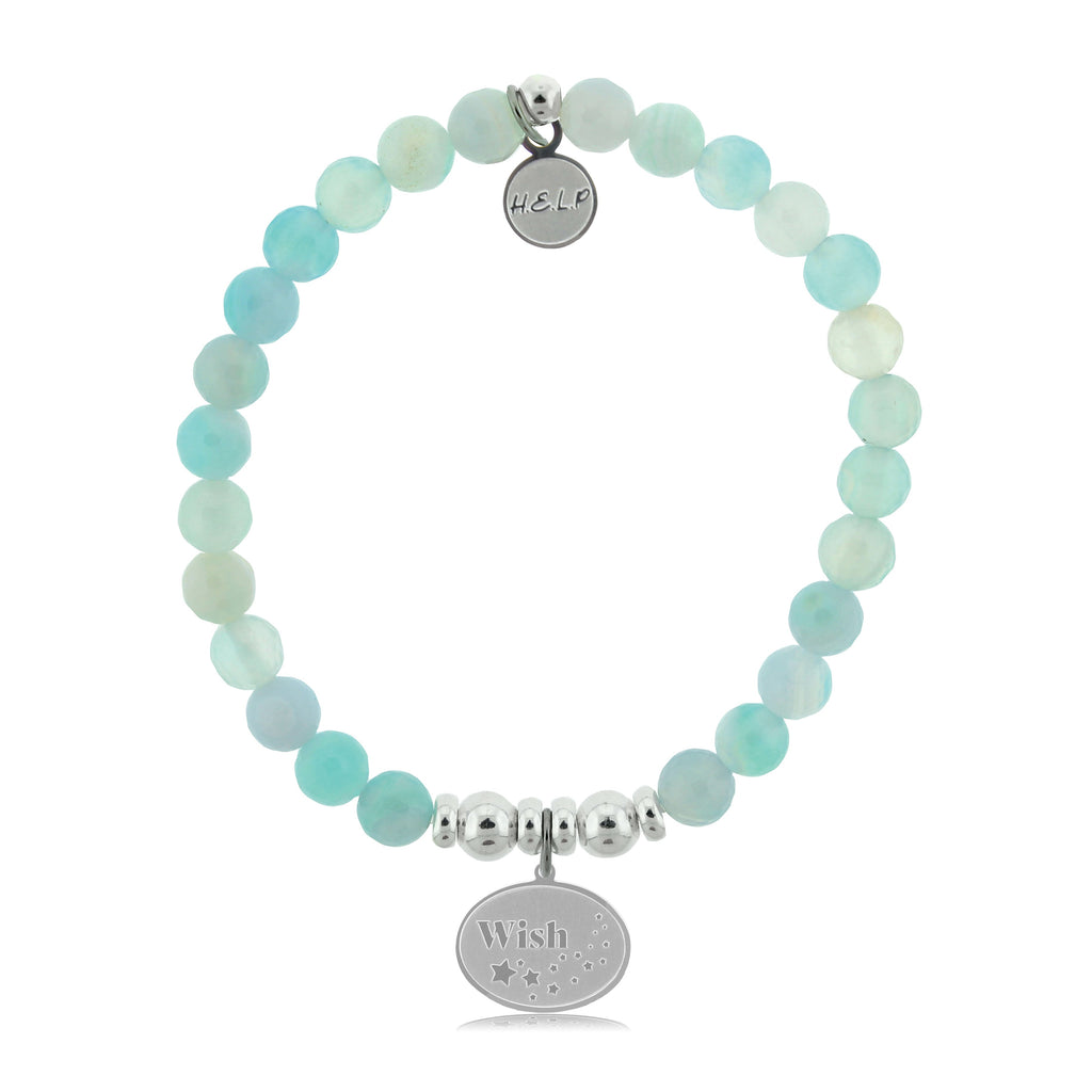 HELP by TJ Wish Charm with Light Blue Agate Charity Bracelet