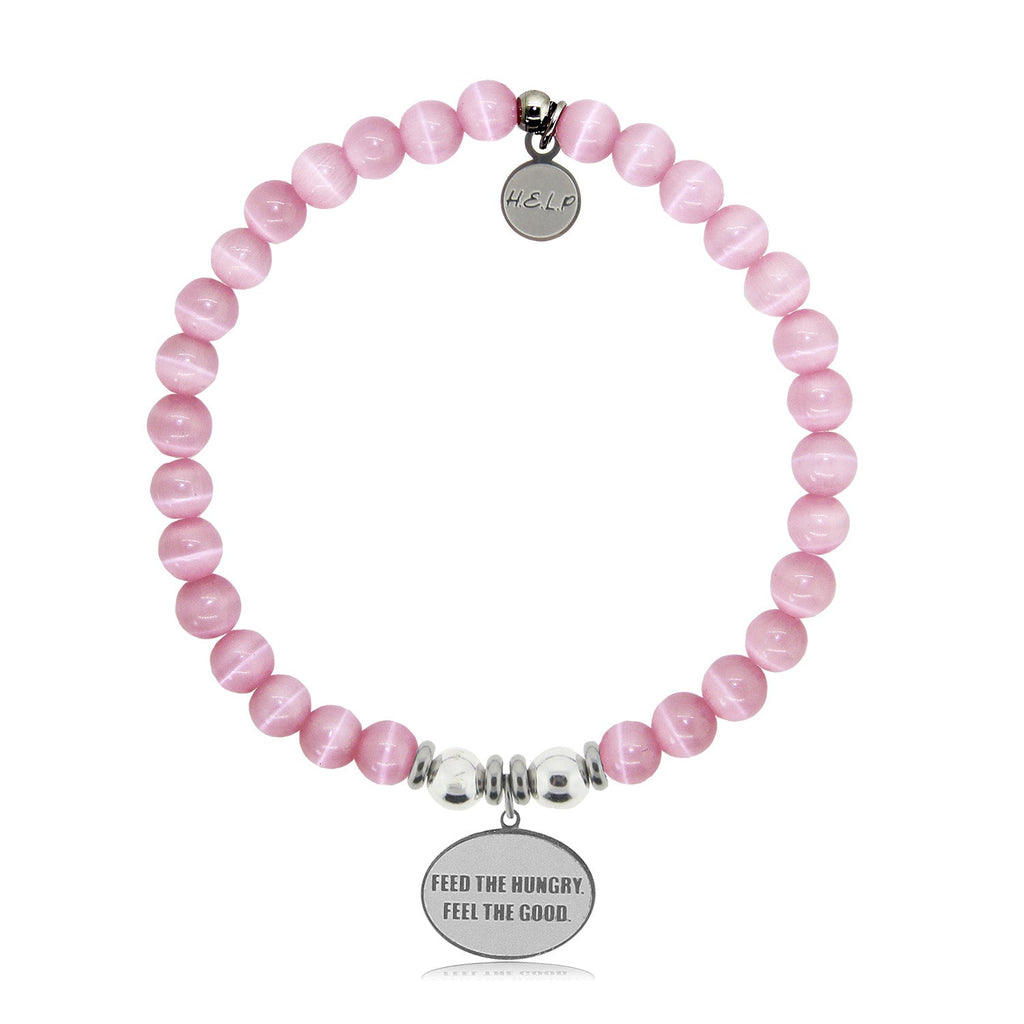 HELP by TJ World Central Kitchen Charm with Pink Cats Eye Bracelet
