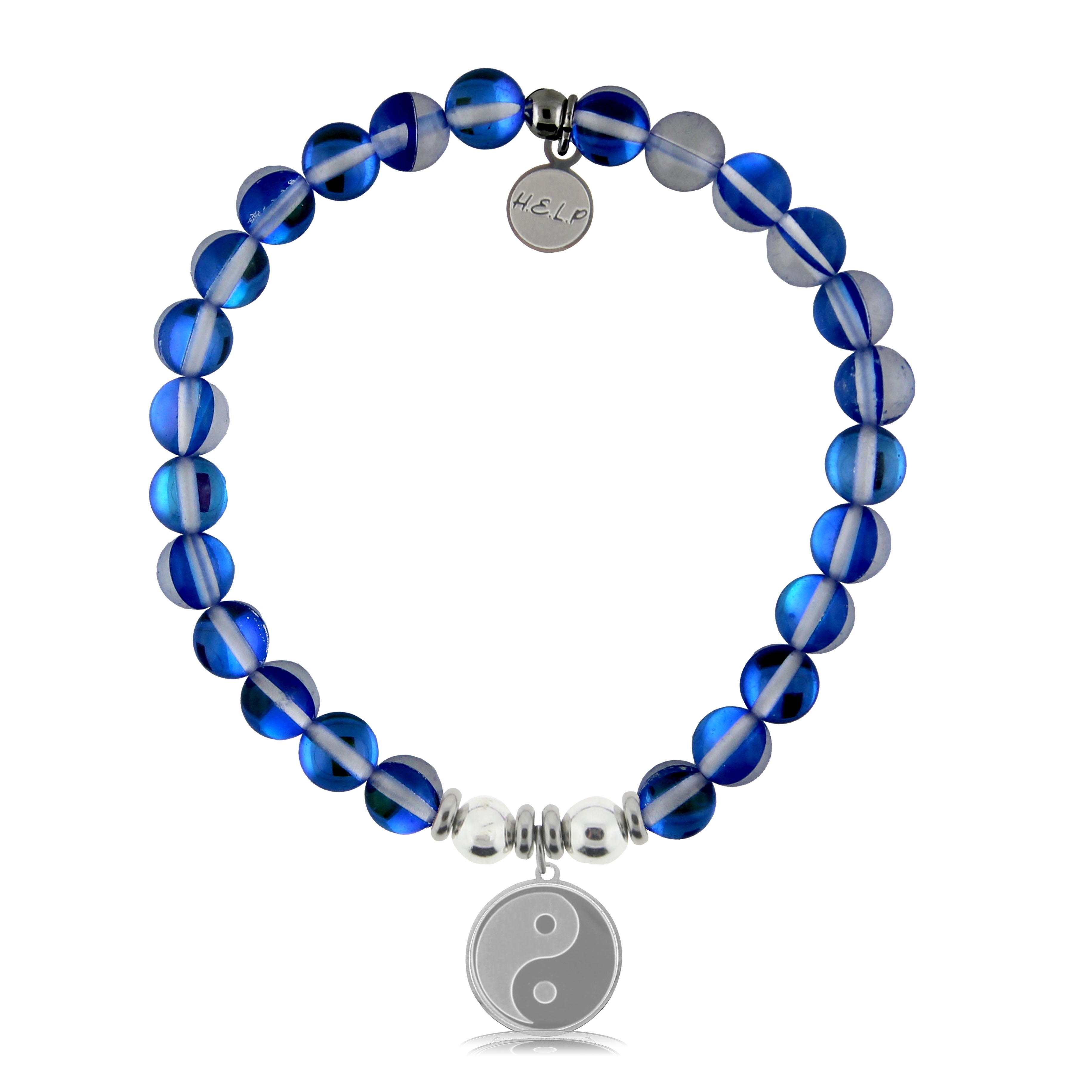 HELP by TJ Yin Yang Charm with Blue Opalescent Charity Bracelet