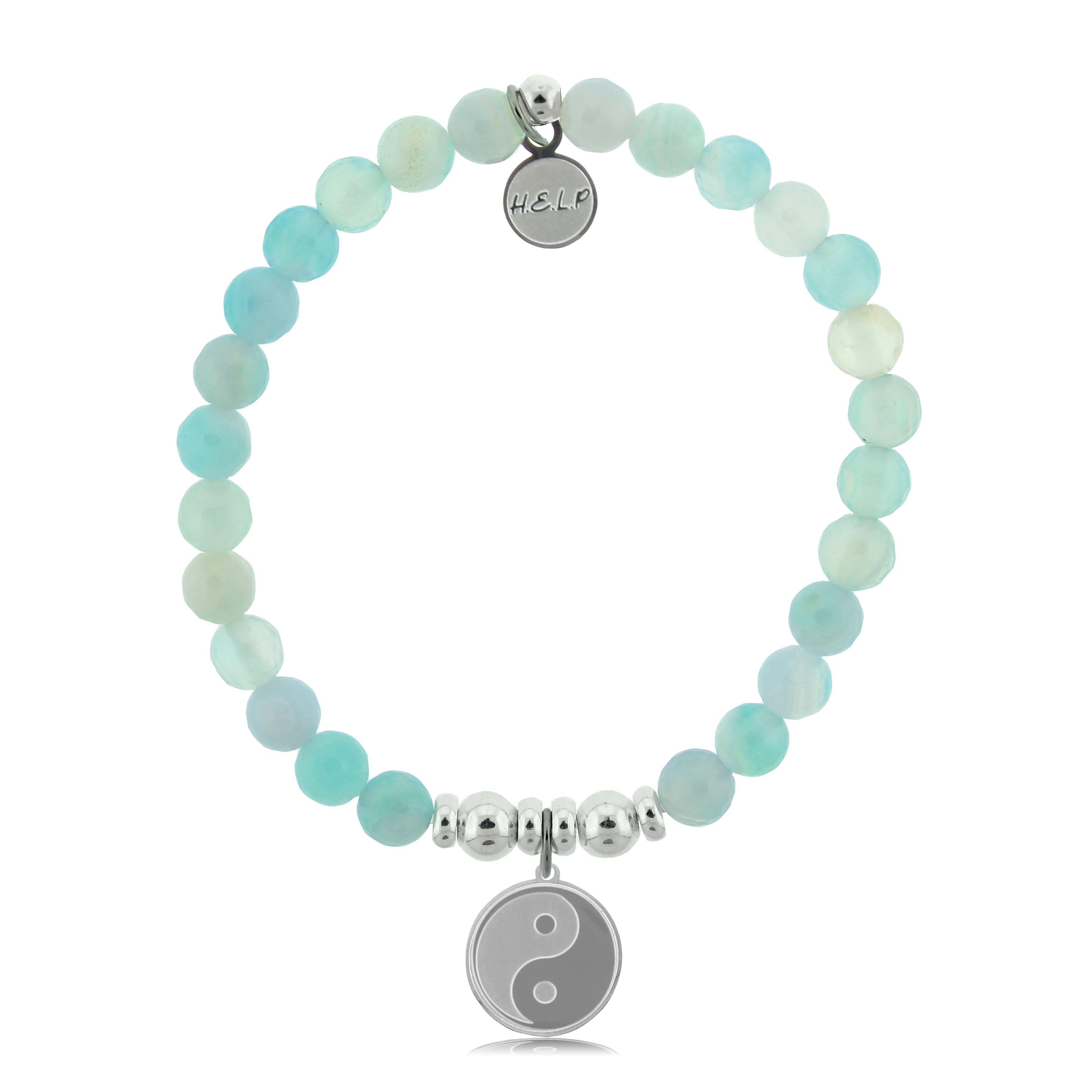 HELP by TJ Yin Yang Charm with Light Blue Agate Charity Bracelet